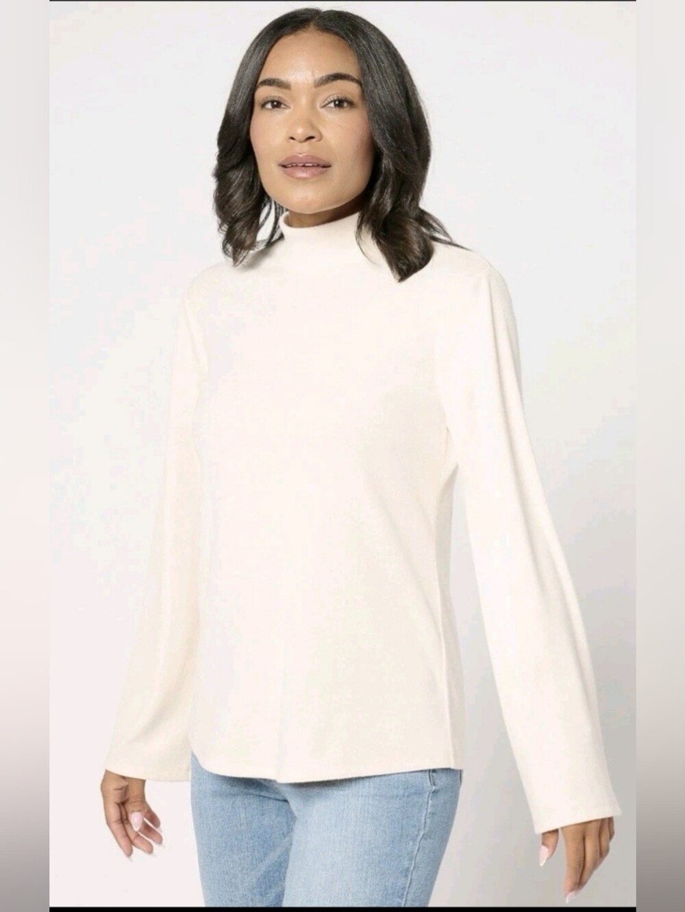 Luxe Mock Neck Long Bell Sleeve Sweater New 3X